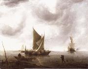 REMBRANDT Harmenszoon van Rijn Ships at Anchor on a Calm Sea oil painting artist